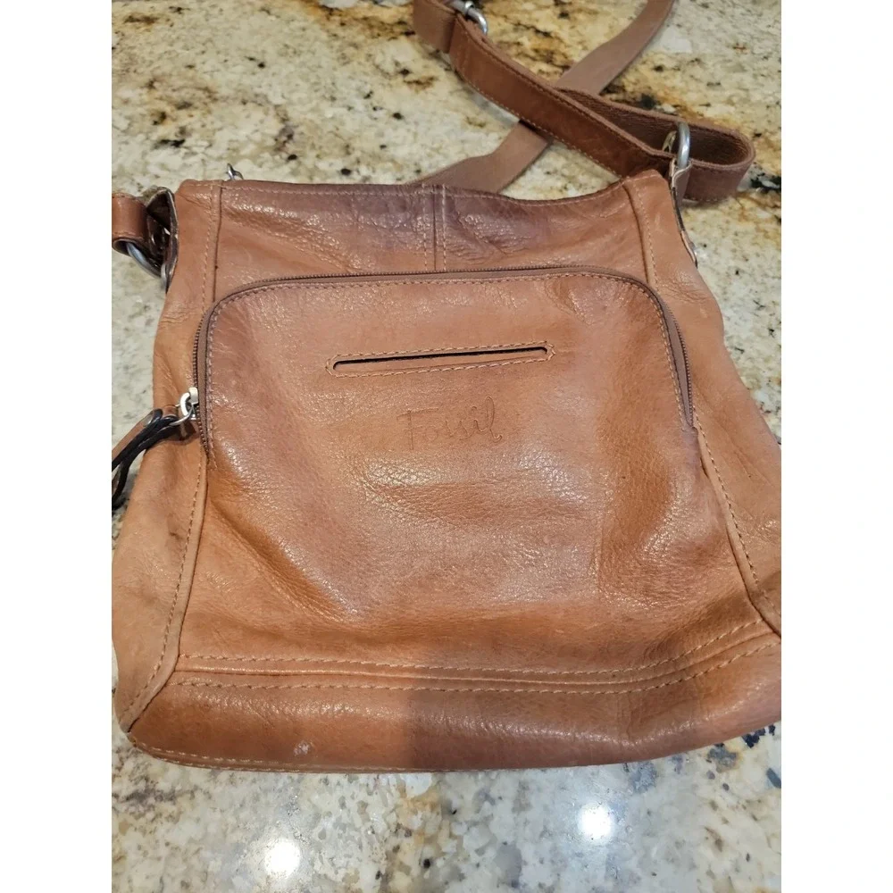 Fossil Hanover Messenger Bag ZB2869 Leather Vintage crossbody tote purse brown